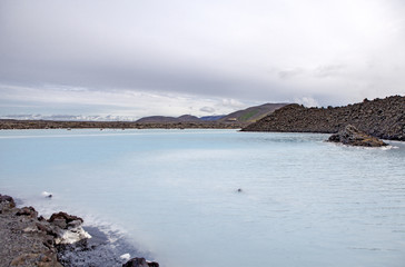 The lagoon is a man-made lagoon which is fed by the water output of the nearby geothermal power plant Svartsengi