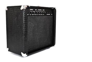 black guitar amplifier - obrazy, fototapety, plakaty