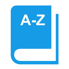 Icono libro con texto A-Z azul