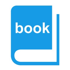 Icono libro con texto book azul
