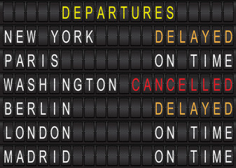 Airport departure arrival destination mechanical analog old style