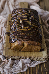 vegan apple cake with nuts and chocolate 