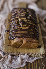 vegan apple cake with nuts and chocolate 