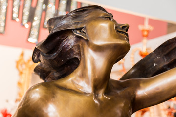 Statue Detail: female profile head close-up
