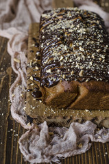 vegan apple cake with nuts and chocolate 