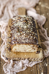 vegan apple cake with nuts and chocolate