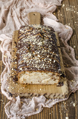 vegan apple cake with nuts and chocolate