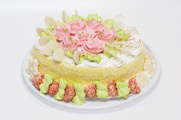 sweet pie with cream roses