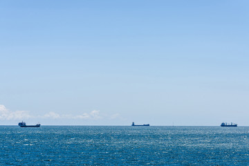 Cargo ships sailing