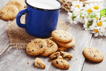 Cookies and mug with milk