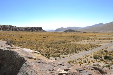 Mountain valley known for ancient cave paintings with images of animals