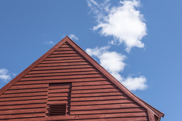 Colorful old house with blue sky.