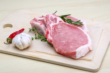 Raw pork steak