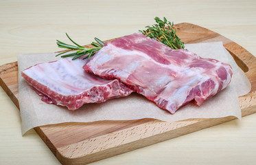 Raw pork ribs