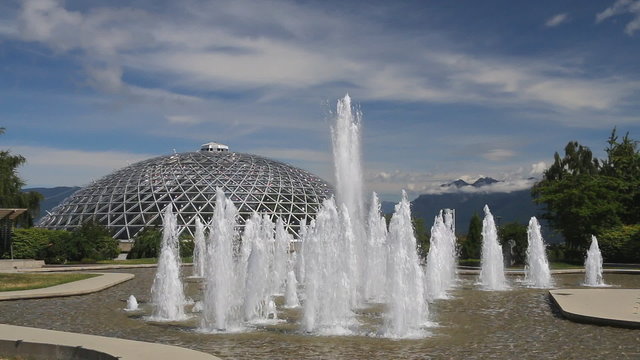 View at fountain in Queen Elizabeth Park, Vancouver, Canada.