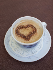 Coffee mug with a heart inside.