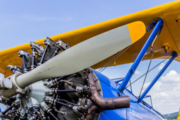 Détail de véhicule de collection, Boeing Stearman, le moteur