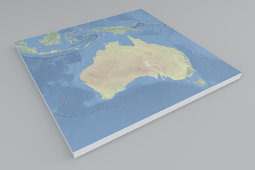 Fototapeta na wymiar Oceania, vista satellitare, spaccato, 3d, mappa