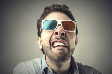 Fototapeta premium Man wearing 3D glasses