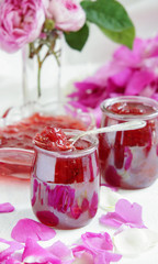 rose petal jam on the white background