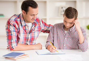 Father and son at home