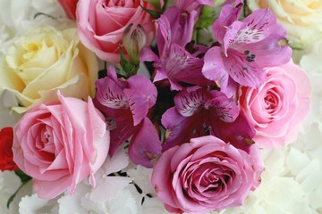 Hydrangea and roses bouquet
