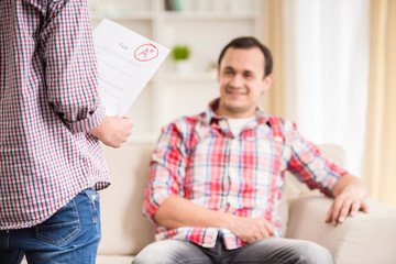 Father and son at home