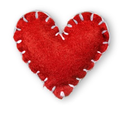 Heart, red, fabric.