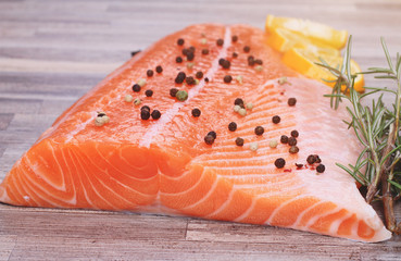 Fresh raw salmon with spices