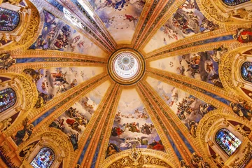 Rolgordijnen Dome Stained Glass San Francisco el Grande Royal Basilica Madrid © Bill Perry