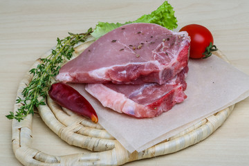 Raw pork steak