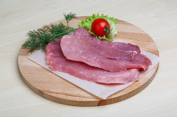Raw pork schnitzel