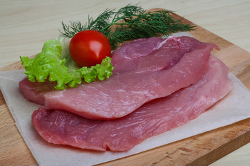 Raw pork schnitzel