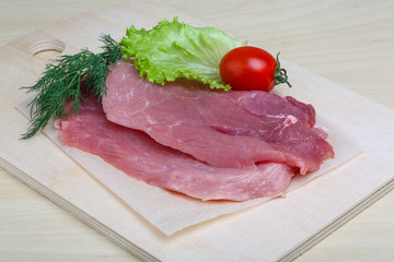 Raw pork schnitzel