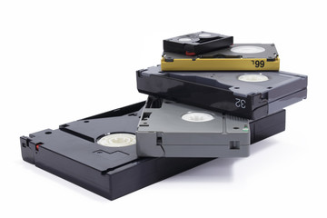 Different formats of professional video tapes