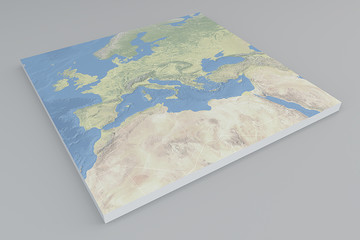 Europa, vista satellitare, spaccato 3d, mappa