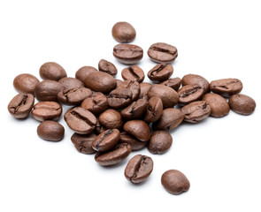 roasted coffee beans isolated in white background cutout