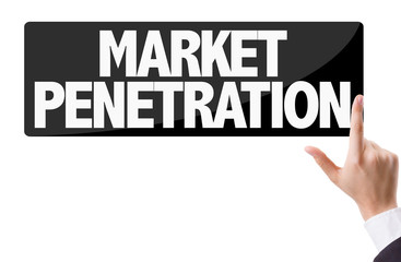 Businessman pressing button with the text: Market Penetration