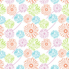 Seamless pattern with chamomile silhouette