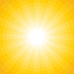 yellow background with a white sun with rays and circles