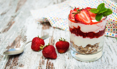 strawberry yogurt with muesli