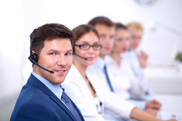 Attractive Smiling positive young businesspeople and colleagues