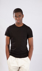 Handsome black man looking thoughtful