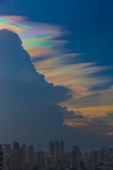 Beautiful iridescent cloud, Irisation or rainbow cloud