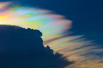 Beautiful iridescent cloud, Irisation or rainbow cloud