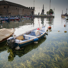 Fototapeta na wymiar small port in the center of Lazise, ​​Lake Garda, Italy