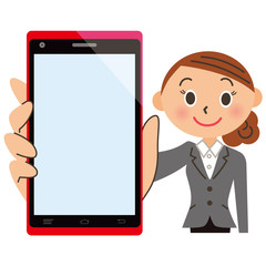 スマートフォンを持つ会社員