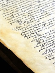 Calligraphy handwriting on old vintage paper