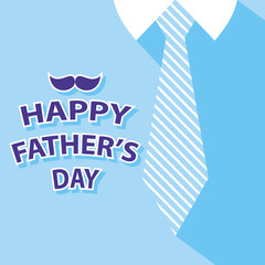 happy fathers day card on tie and blue shirt background - 84976416