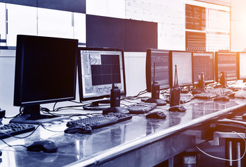 Modern plant control room and computer monitors